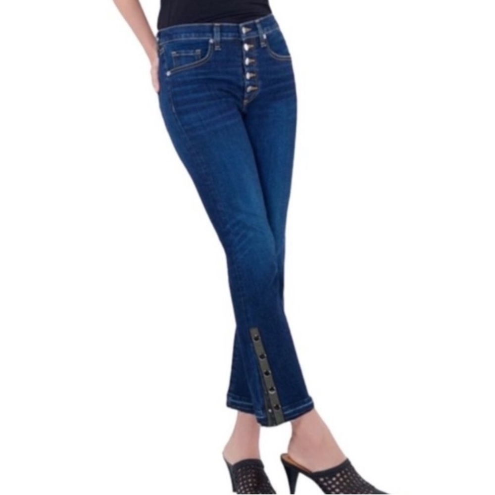 Veronica Beard Carolyn Baby Boot Button Fly Cropped Raw Hem Jeans